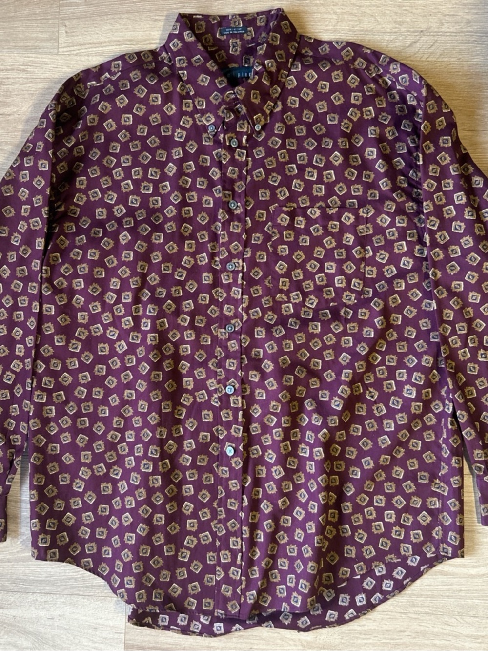 Time Piece’s 100% Cotton Purple and Gold Printed Button-Up Shirt